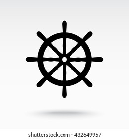 Ship steering wheel sign icon, vector illustration. Flat design style