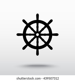 Ship steering wheel sign icon, vector illustration. Flat design style