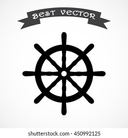 Ship steering wheel sign icon, vector illustration. Flat design style
