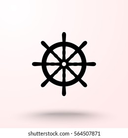 Ship steering wheel sign icon, vector illustration. Flat design style