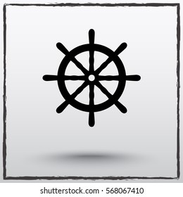 Ship steering wheel sign icon, vector illustration. Flat design style