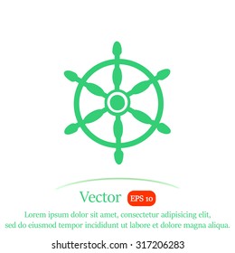 Ship steering wheel sign vector icon.