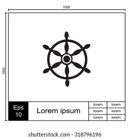 Ship steering wheel sign vector icon.