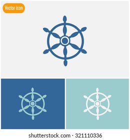 Ship steering wheel sign vector icon.