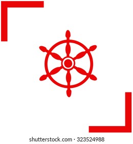 Ship steering wheel sign vector icon.