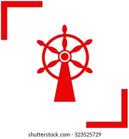 Ship steering wheel sign vector icon.