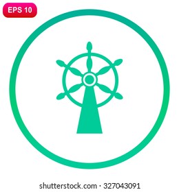 Ship steering wheel sign vector icon.