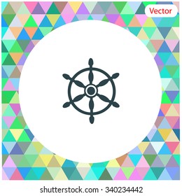 Ship steering wheel sign vector icon.
