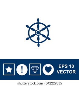 Ship steering wheel sign vector icon.
