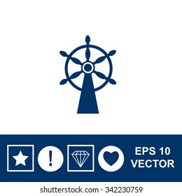 Ship steering wheel sign vector icon.