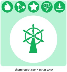 Ship steering wheel sign vector icon.