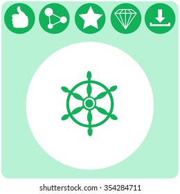 Ship steering wheel sign vector icon.