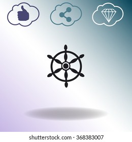 Ship steering wheel sign vector icon.