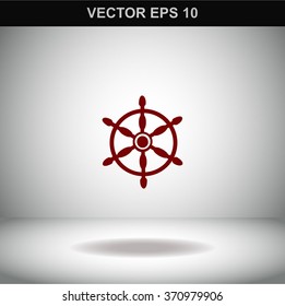 Ship steering wheel sign vector icon.
