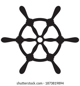 
Корабельный штурвал силуэт. Ship steering wheel silhouette black. Vector drawing.