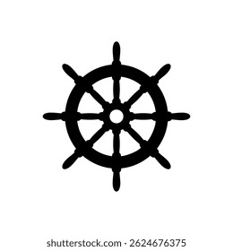 Ship steering wheel silhouette vector flat illustration design.