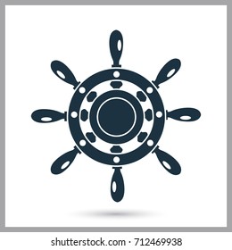 Ship steering wheel simple icon