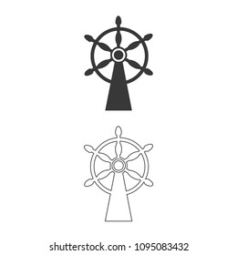 Ship steering wheel vector  icon.