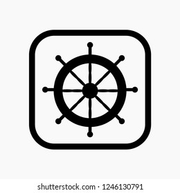 Ship Steering Wheel Vector Icon.