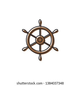 Ship steering wheel vector icon isolated on white background