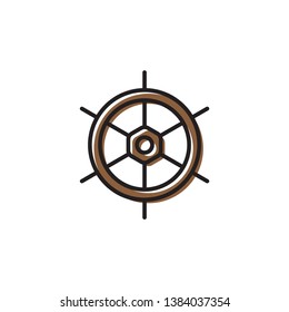 Ship steering wheel vector icon isolated on white background