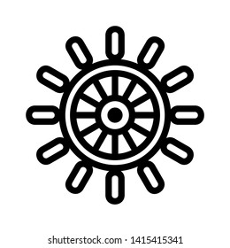 Ship Steering Wheel Vector Icon. - Vector