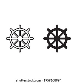 ship steering wheel vector icon