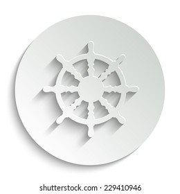 ship steering wheel - vector icon with shadow on a round button
