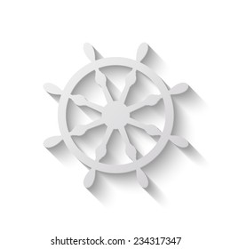 ship steering wheel vector icon - paper illustration 