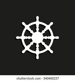 ship steering wheel - vector icon