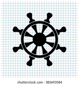 ship steering wheel vector icon