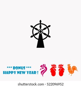 Ship steering wheel vector icon