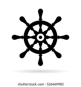 Ship Steering Wheel Vector Icon. Boat Steering Wheel Icon.