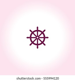 Ship Steering Wheel Vector Icon.