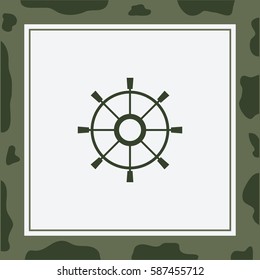 Ship Steering Wheel  Vector Icon.