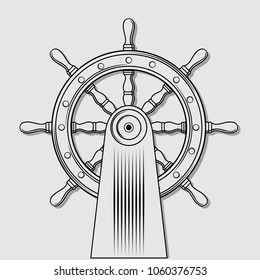 Ship steering wheel. Vector illustration.