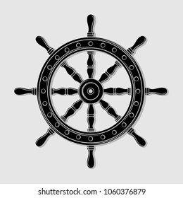 Ship steering wheel. Vector illustration.