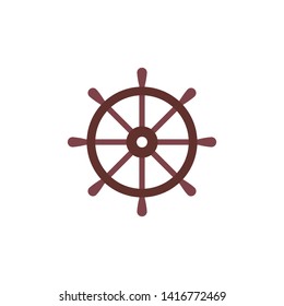 Ship steering wheel. Vector illustration, flat design.