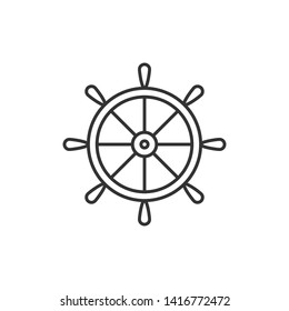 Ship steering wheel. Vector illustration, flat design.