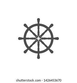 Ship steering wheel. Vector illustration, flat design.