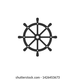 Ship steering wheel. Vector illustration, flat design.