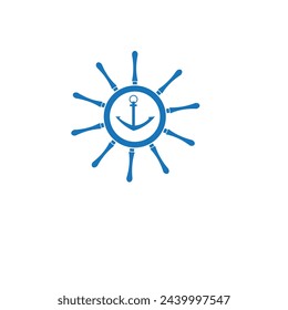 Ship steering wheel vector minimalist logo