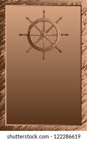 Ship steering wheel vintage vector illustration