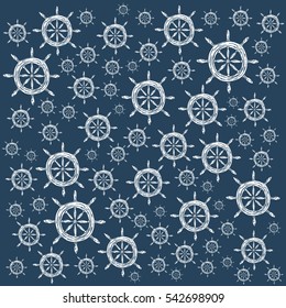 ship steering wheel vintage vector illustration