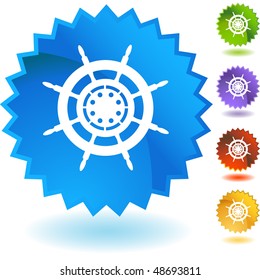 Ship Steering Wheel web button isolated on a background.