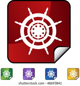 Ship Steering Wheel web button isolated on a background.