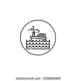 ship in a storm outline style icon in circle