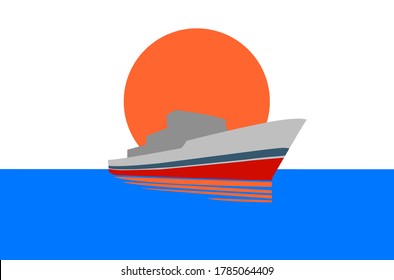 Barco al atardecer en medio del océano para compañía