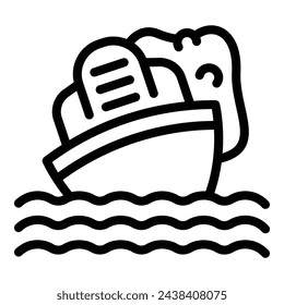 Ship survival icon outline vector. Oceanic wreck. Maritime insurance