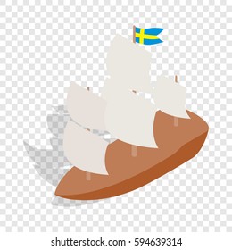 Ship with Swedish flag isometric icon 3d on a transparent background vector illustration